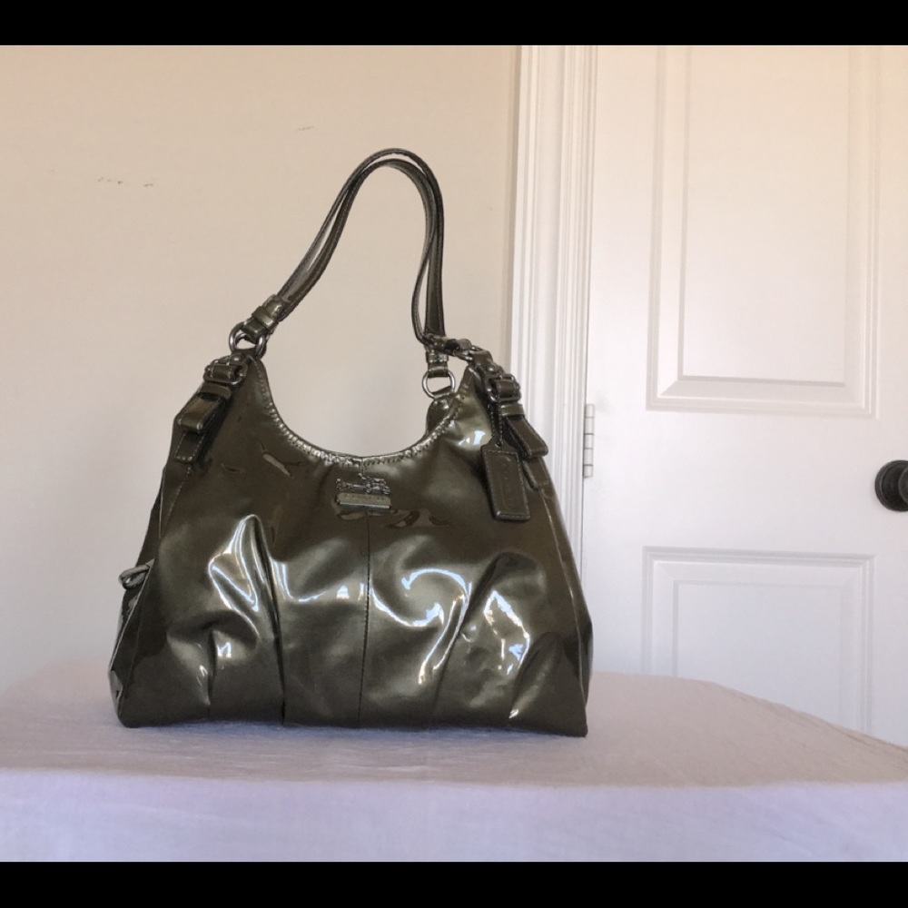 Coach Patent Leather Edie Shoulder Bag, Dark Green